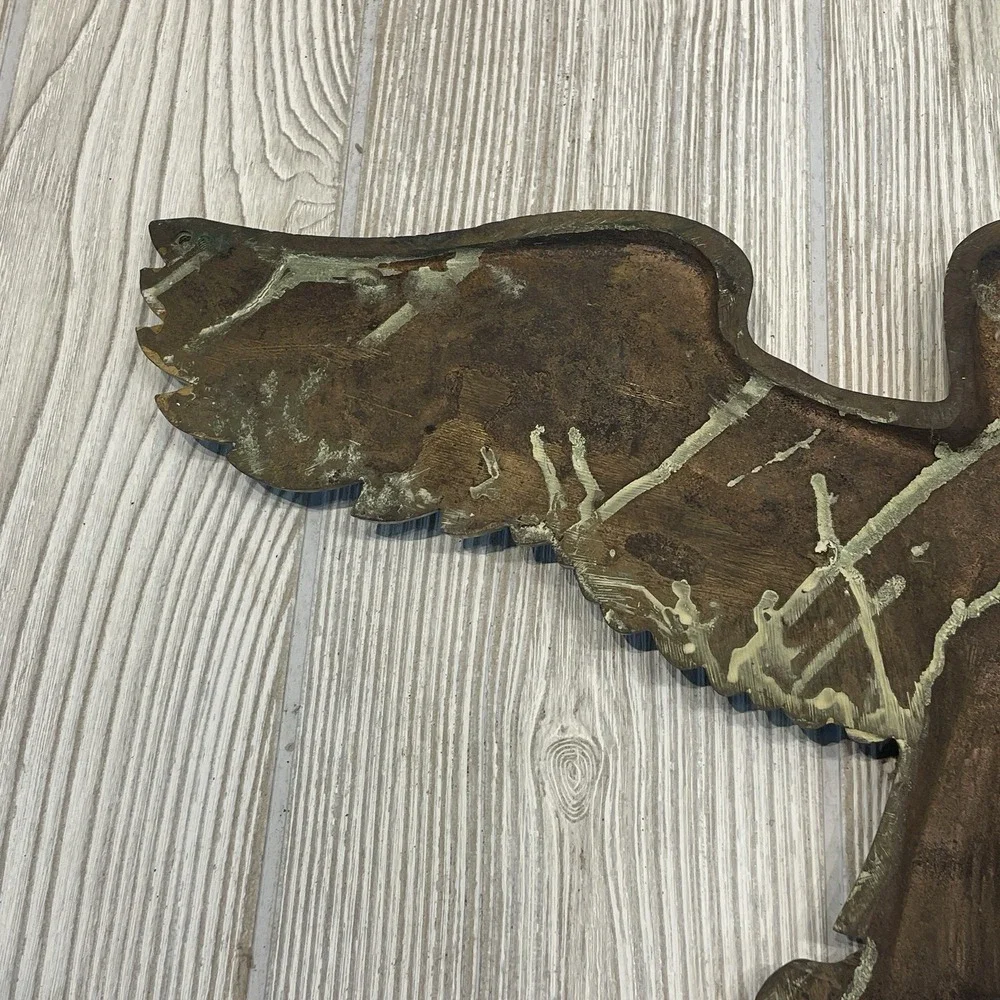 Vintage HEAVY DUTY Brass American Eagle Wall Mount 18